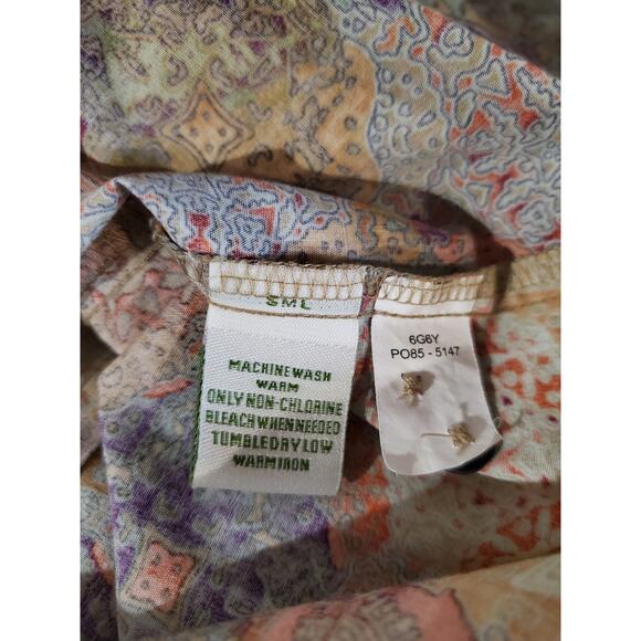 Orvis Womens Paisley Boho Mandala Shell Button Blouse Size 16 Multicolor Hippie - Picture 9 of 12